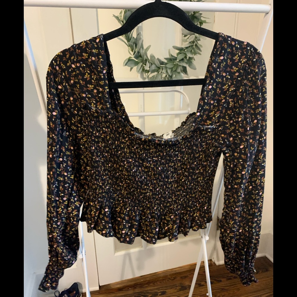 Floral-Print Smocked Off-the-Shoulder Top